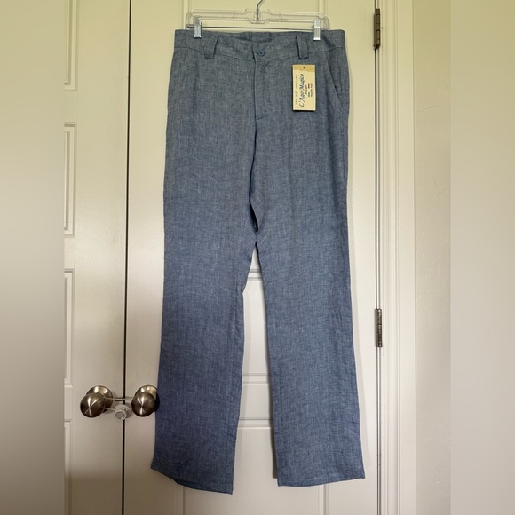 NWT men’s 100% linen pants in blue